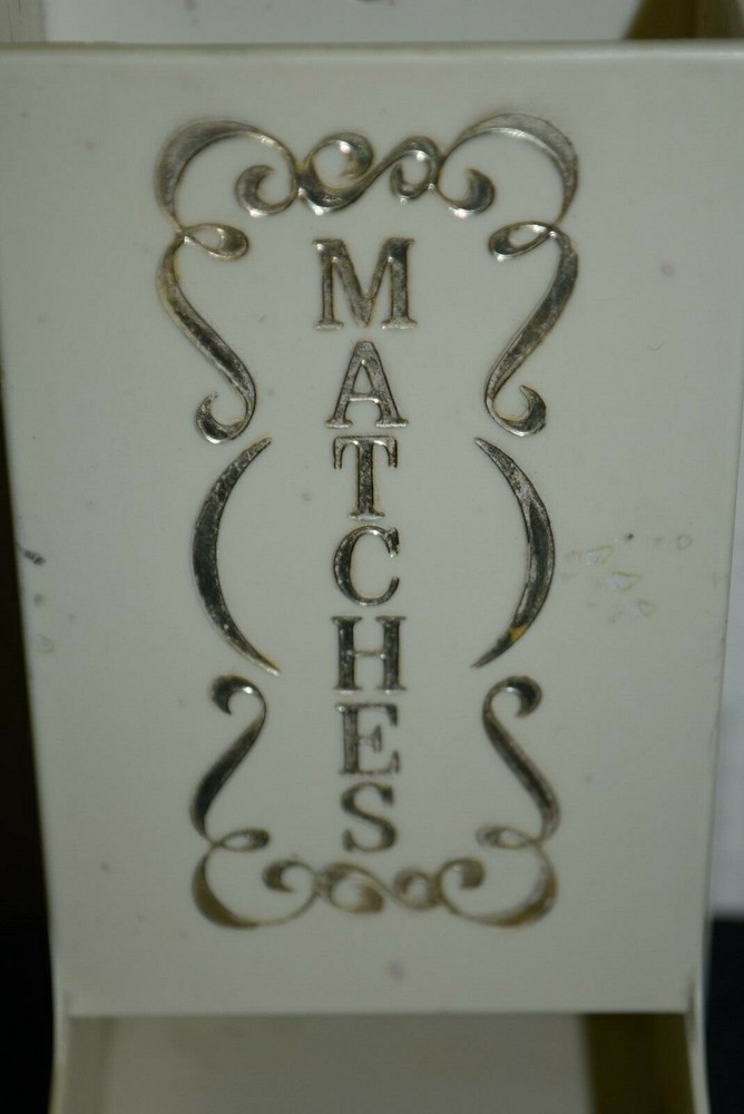 VINTAGE RUSTIC FARM 1970's White Plastic match box PRIMITIVE art CHIC!