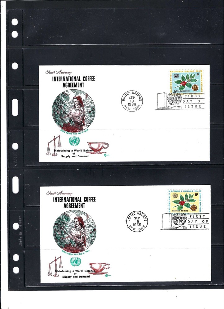 1966 COFFEE AGREEMENT FDC's (Scott# 158&159) - CACHET CRAFT CACHET (513A)