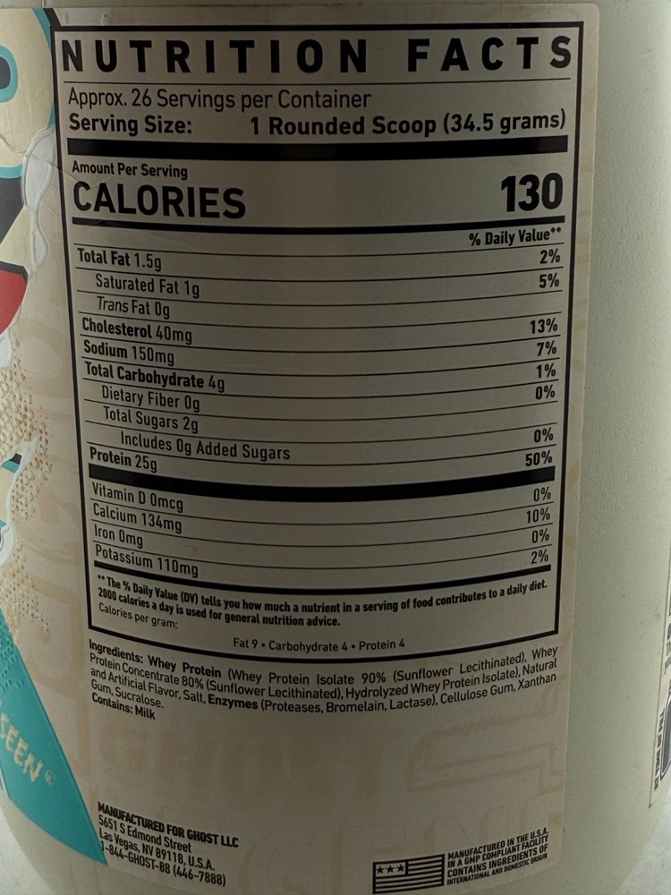 GHOST Whey Protein Powder, Cereal Milk - 2LB