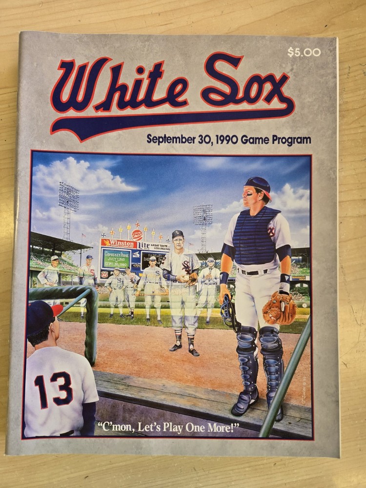 1990 MLB Chicago White Sox program / Comiskey Park final game / Thomas debut