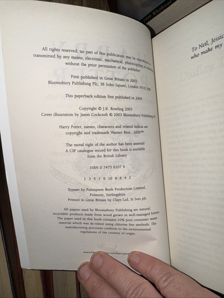 Harry Potter Paperback First Edition Books 1-5