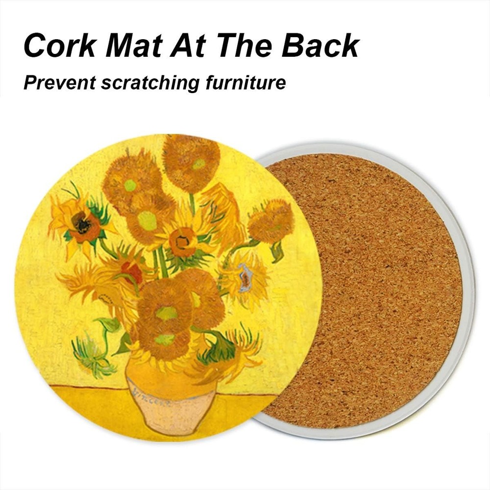 Coasters for Drinks Van Gogh Art Ceramic - Use 2 2pcs