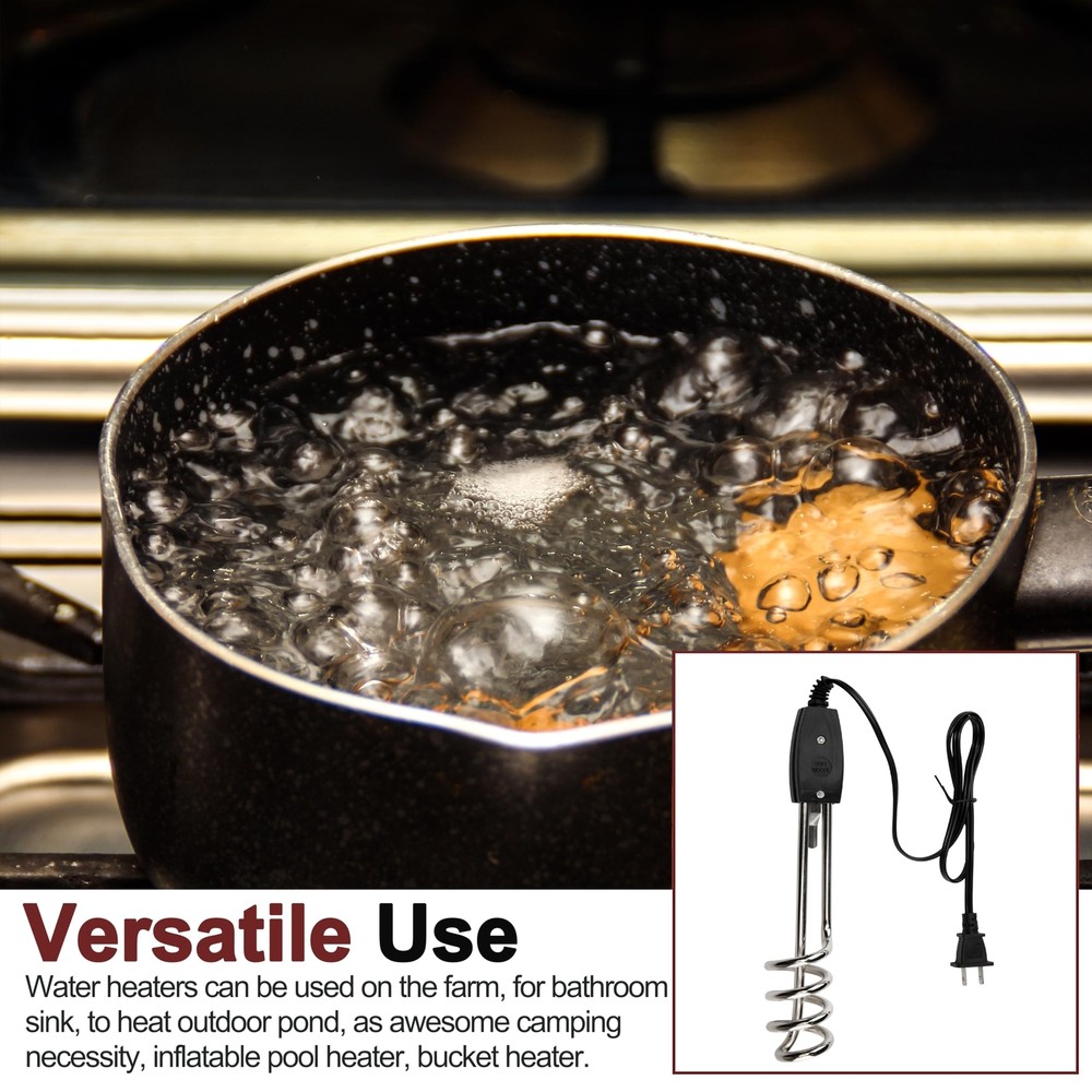 Calentador De Agua De Inmersión Con Cubierta De Cubo Eléctrico Portátil 1000W US