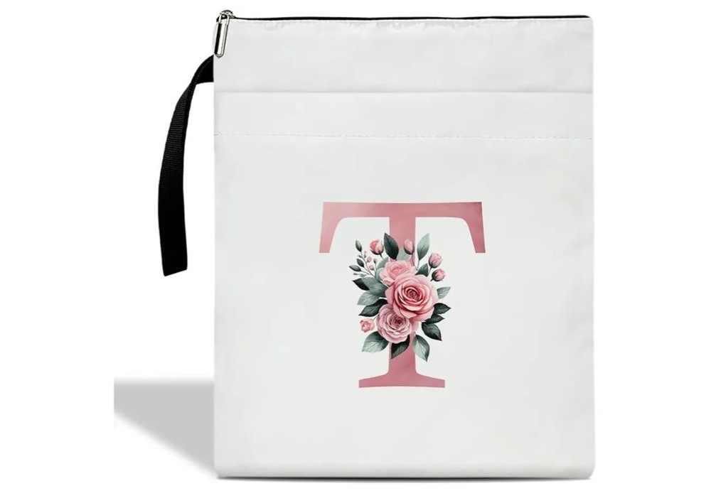Initial Book Sleeve Cover Personalized Floral Protector with T