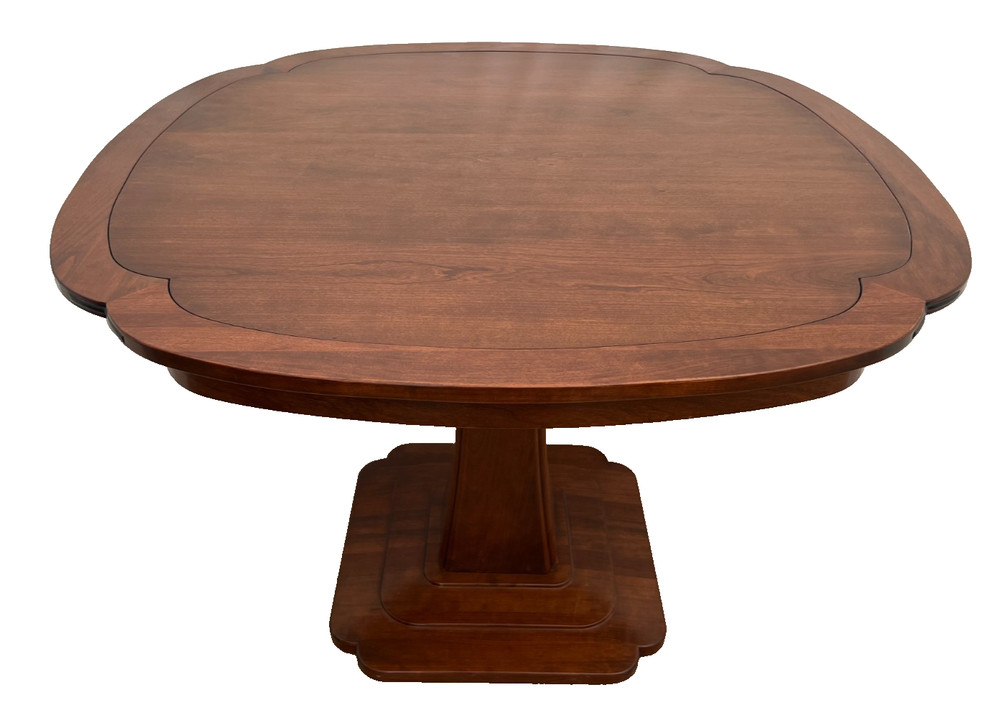 Vintage Stickley Pedestal Table Solid Cherry Clover pattern Kitchen Game Room