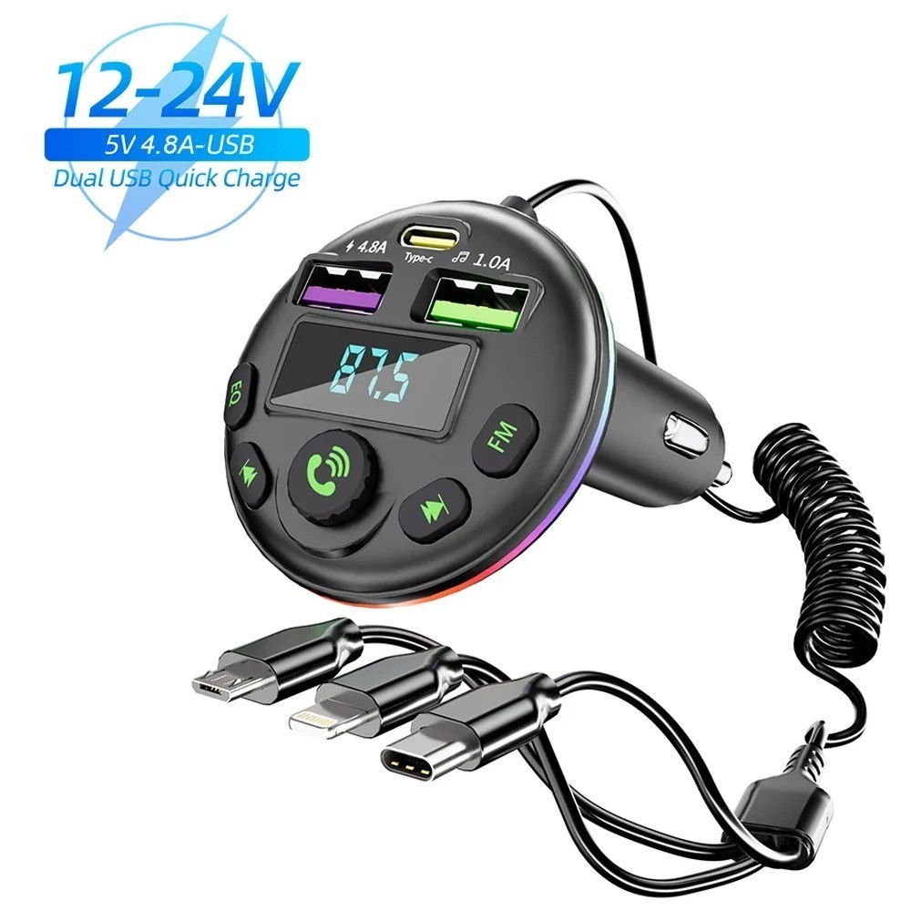 Car Bluetooth 5.0 FM Transmitter MP3 Player Handsfree Charger