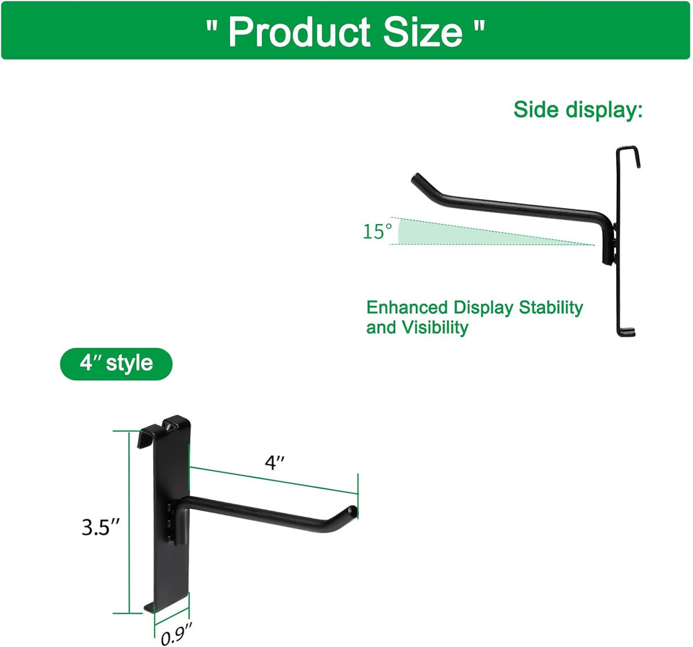 4 Inch Gridwall Hooks, Grid Panel Hanging Hooks for Retail, Home, and Workspace