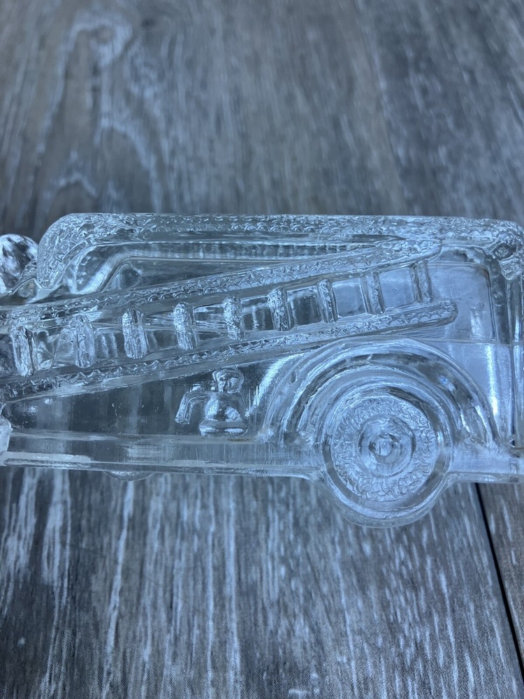 Fire Truck Engine Clear Glass Vintage