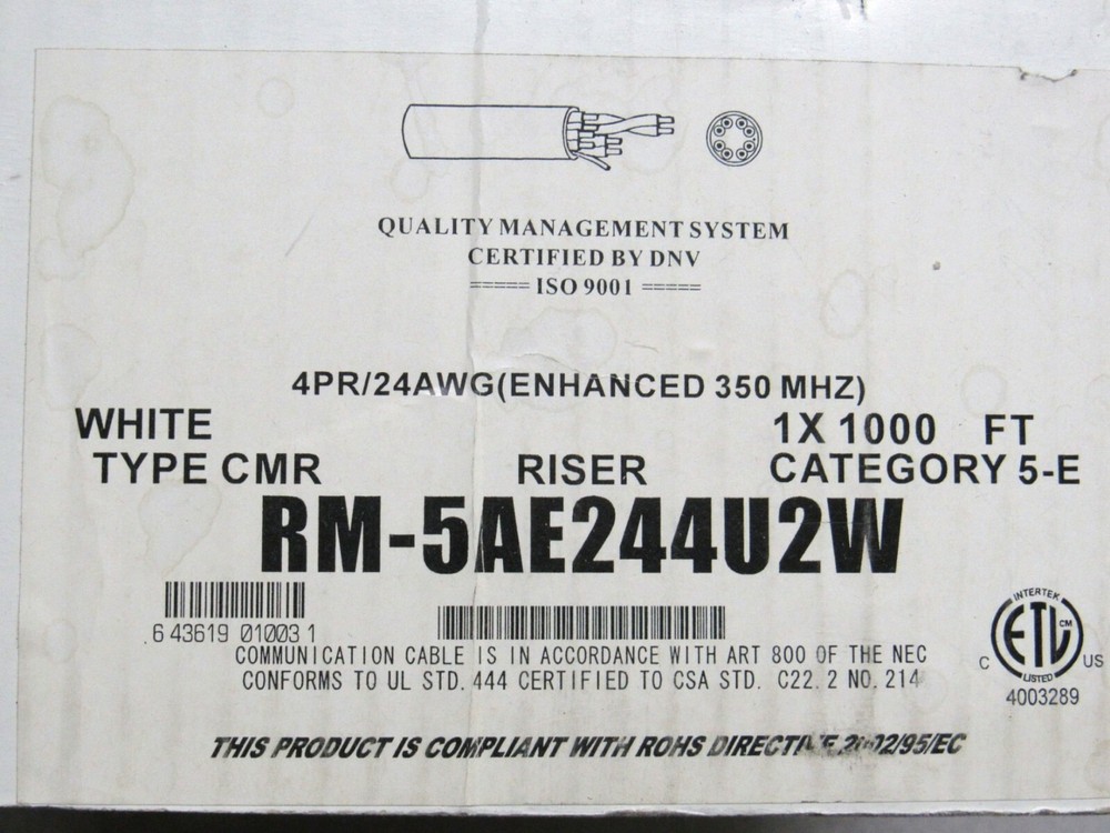 200 ft CAT5e Wire UL for i2000 & M&S DMC1 Intercom