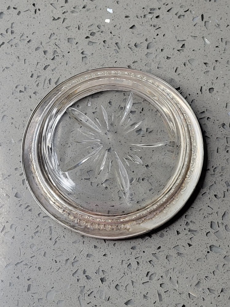 Vintage Sterling Silver Glass Coaster
