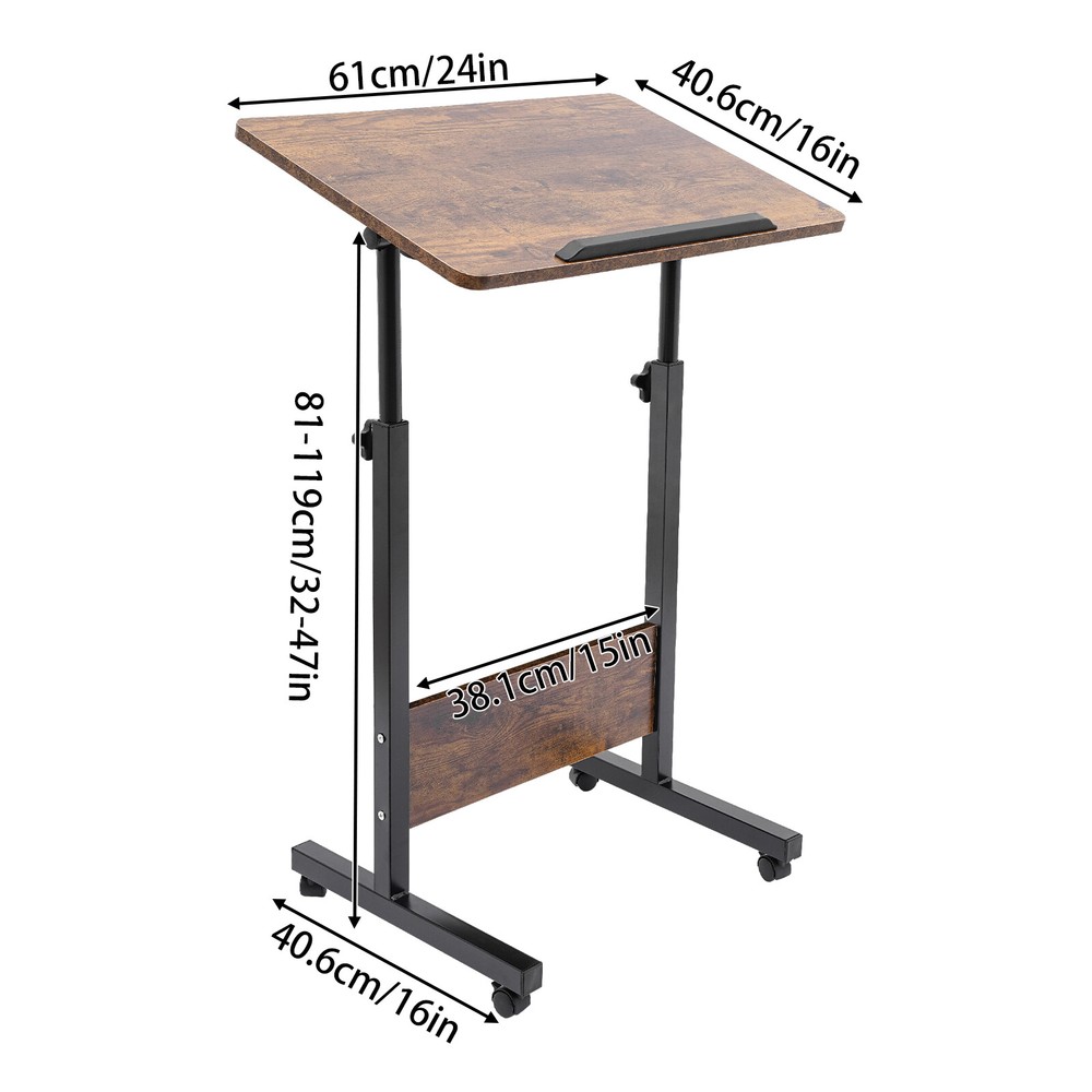 Adjustable Height Standing Desk Portable Rolling Computer Stand with 4 wheels