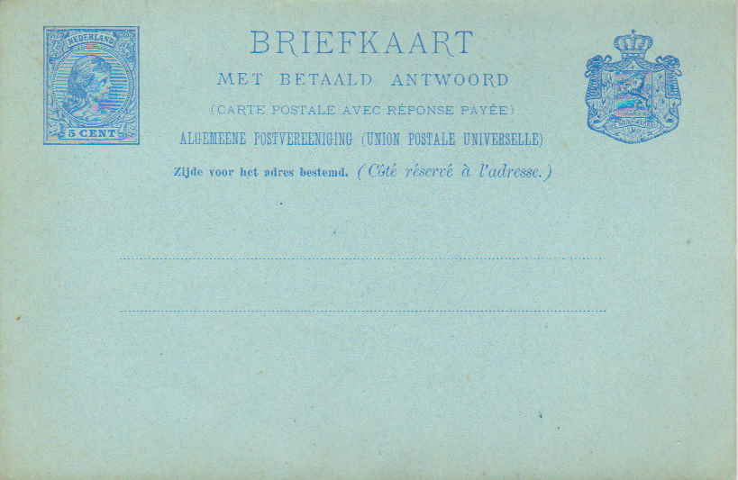Netherlands Higgins & Gage 20 Unused.