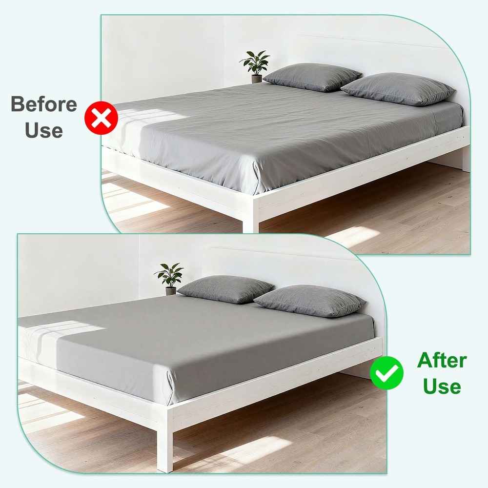 2Pcs Bed Sheet Holder Straps Elastic Adjustable 2 Way Cross 4 Clips, Black