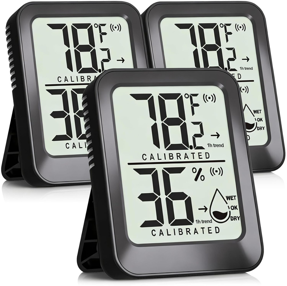 3 Pack Room Thermometer Indoor Hygrometer for Home, Digital Sensor Mini Humidity