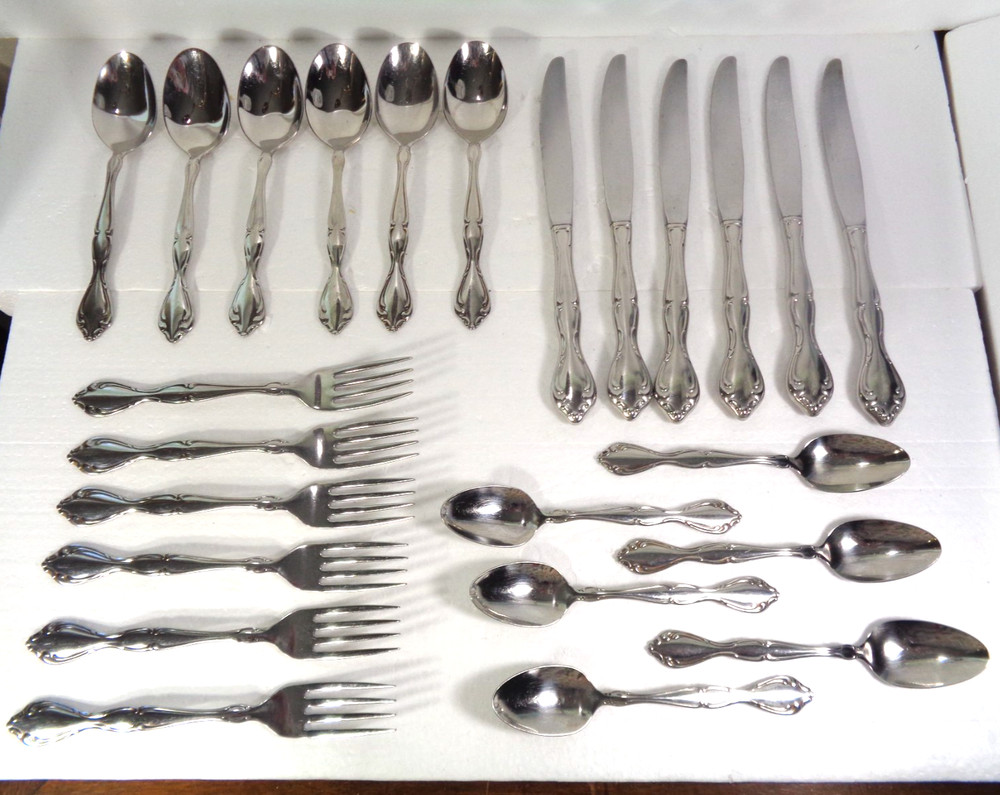 ONEIDA Cantana MIXED Stainless Flatware 6 Four Piece Settings NO SALAD FORK READ