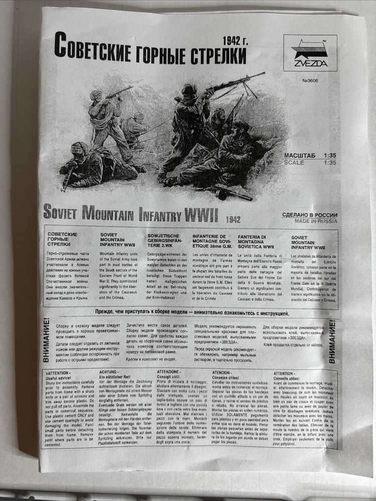 ZVEZDA # 3606 SOVIET MOUNTAIN TROOPS 1/35 Scale Model Figure Kit