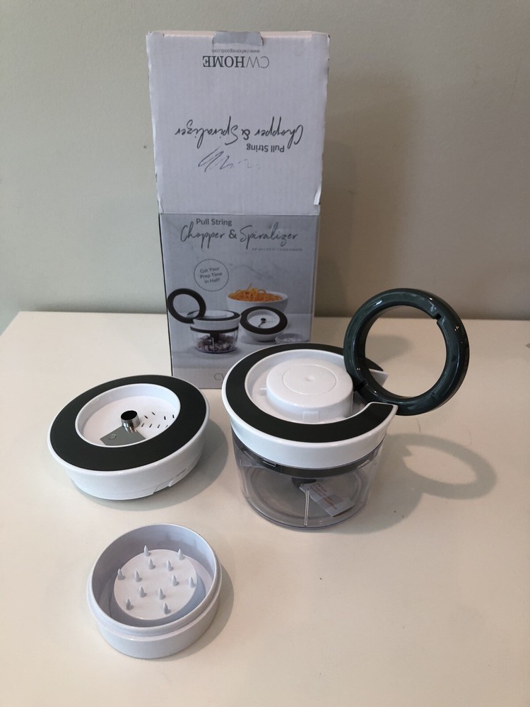 Pull String Chopper & Spiralizer 2.25 Cup Capacity By CW Home Chop NEW!