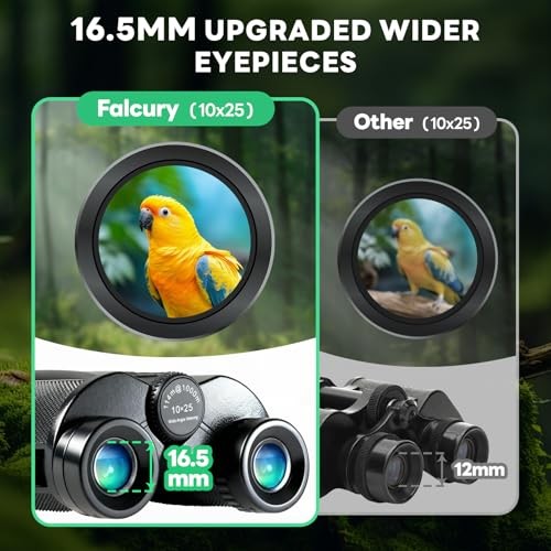 10x25 Compact Binoculars for Adults & Kids - High-Powered, Foldable,