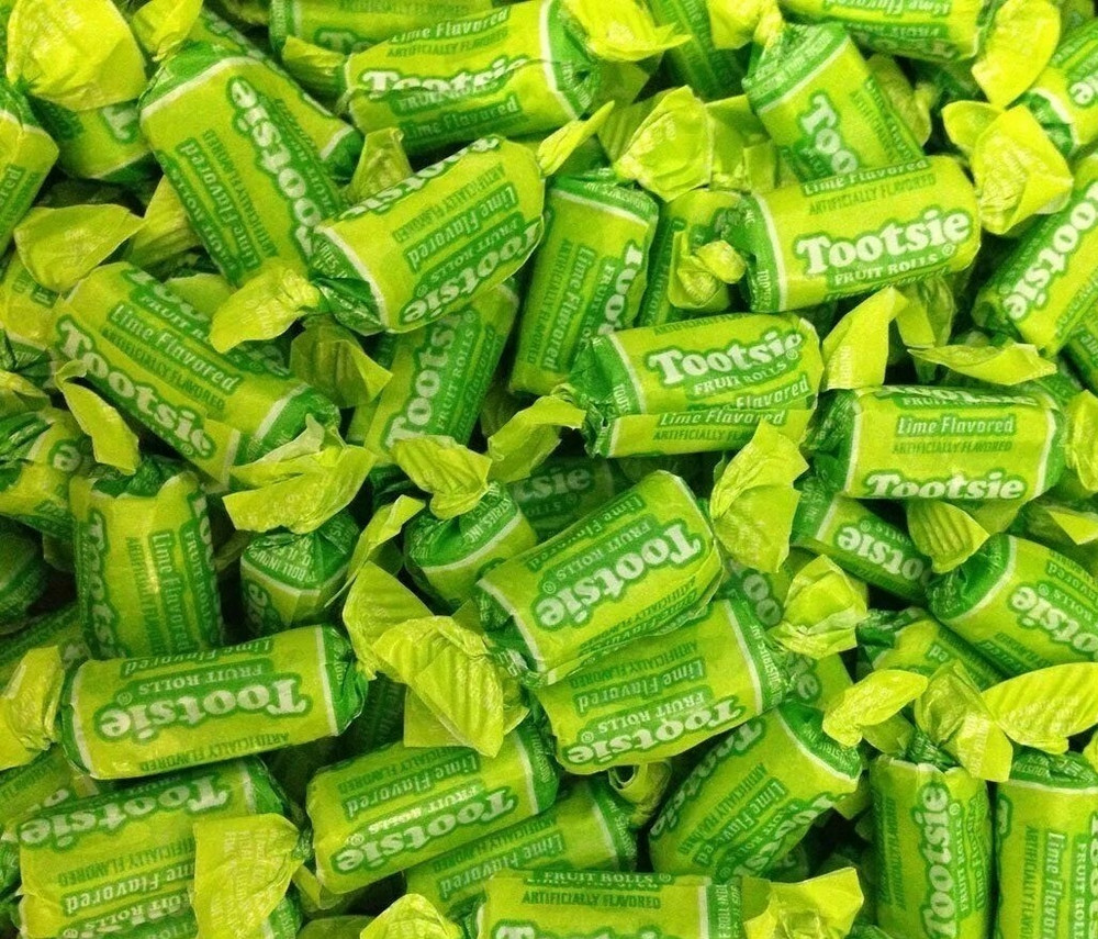 TOOTSIE ROLL Fruit Chews BULK Candy - "ALL LIME FLAVOR"- (ONE POUND}