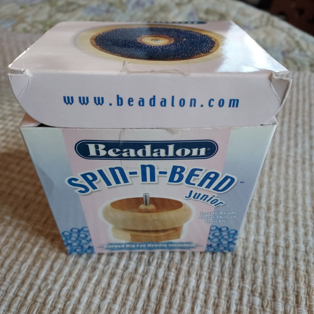 Spin-n-String Junior Mini Wooden Bead Spinner Used In BOX String, Curved Needle