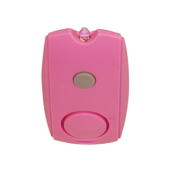 Pink Mini Personal Alarm with Keychain LED Flashlight and Belt Clip