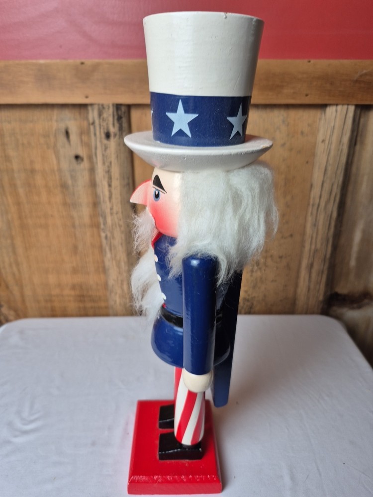14" Patriotic Uncle Sam Nutcracker Red White And Blue