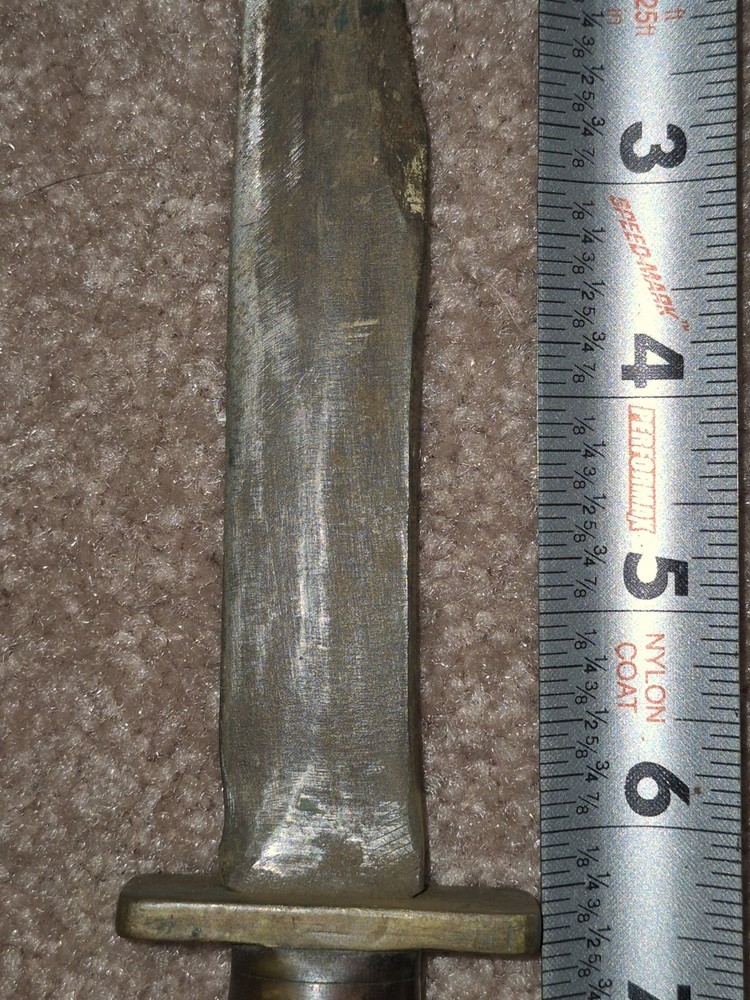 WW2?? Ka-bar Style Knife Solid Brass With Clear Layered Handle Very Solid Heavy
