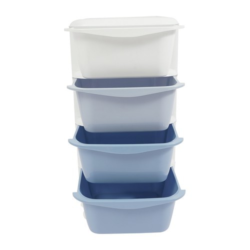 4 Tier Gradient Organizer Storage Box Blue Gradient with Wheels Pushable