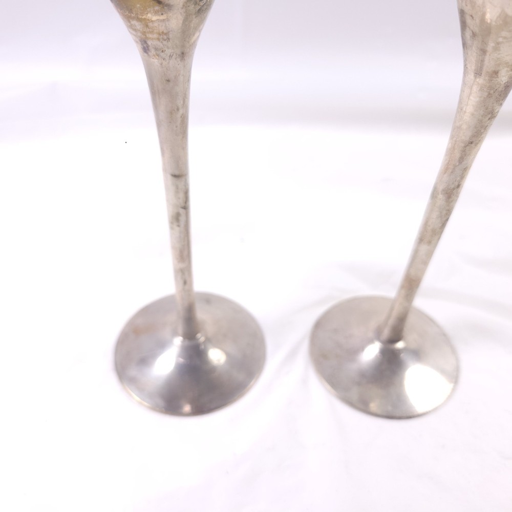 Vintage Silver Tone Champagne Flutes