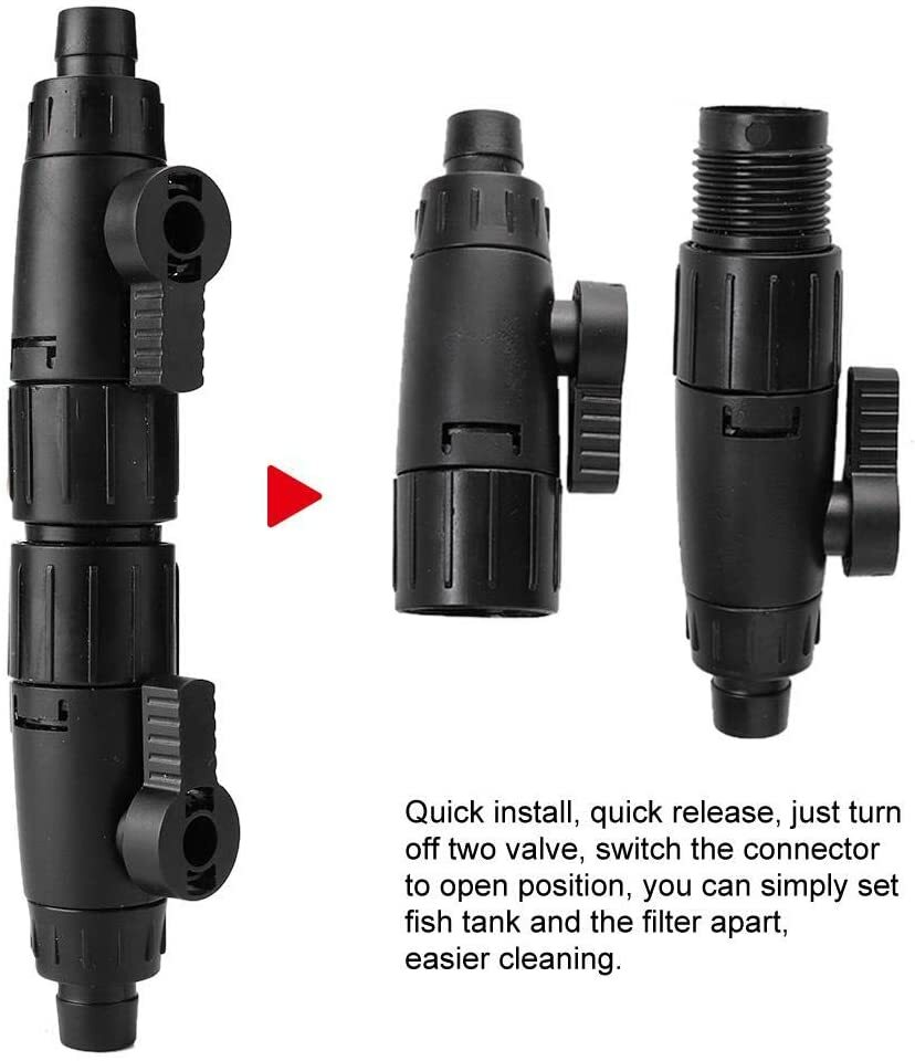 Aquarium Hose Valve Connector with Quick Release Handle and Control Valve Filter