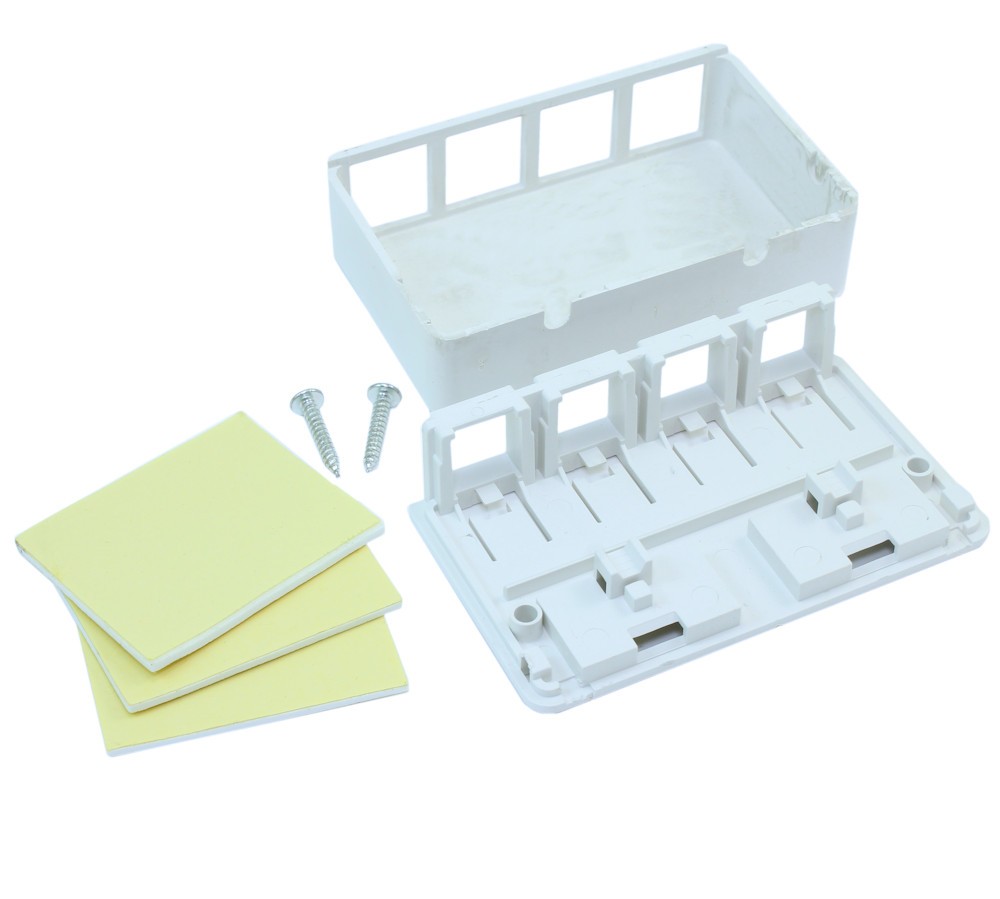 Wallplate: Surface Mount Type Keystone 4 Hole - White