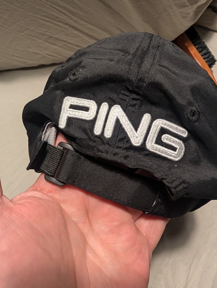Ping Cap Hat Unisex Adjustable Black Polyester Spandex Blend Sensorcool. T4
