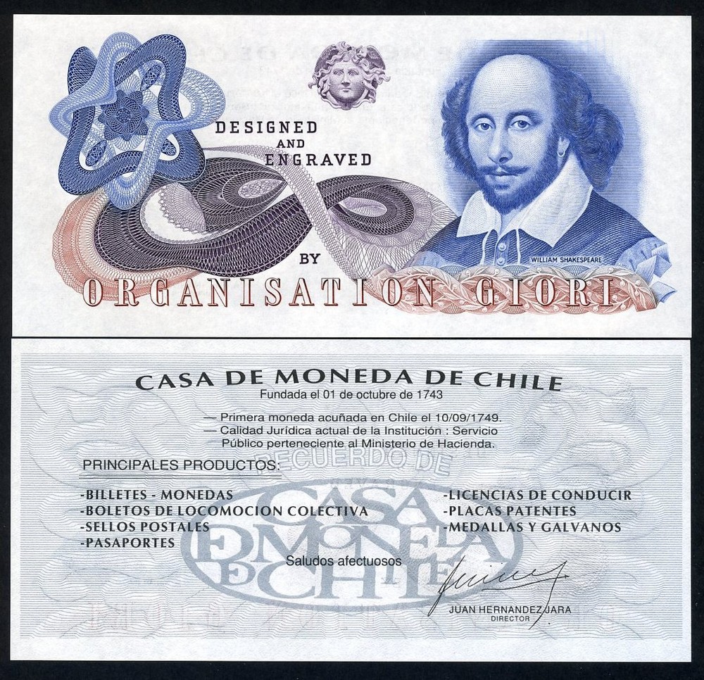 Chile, GIORI, Test / Advertising note, Shakespeare