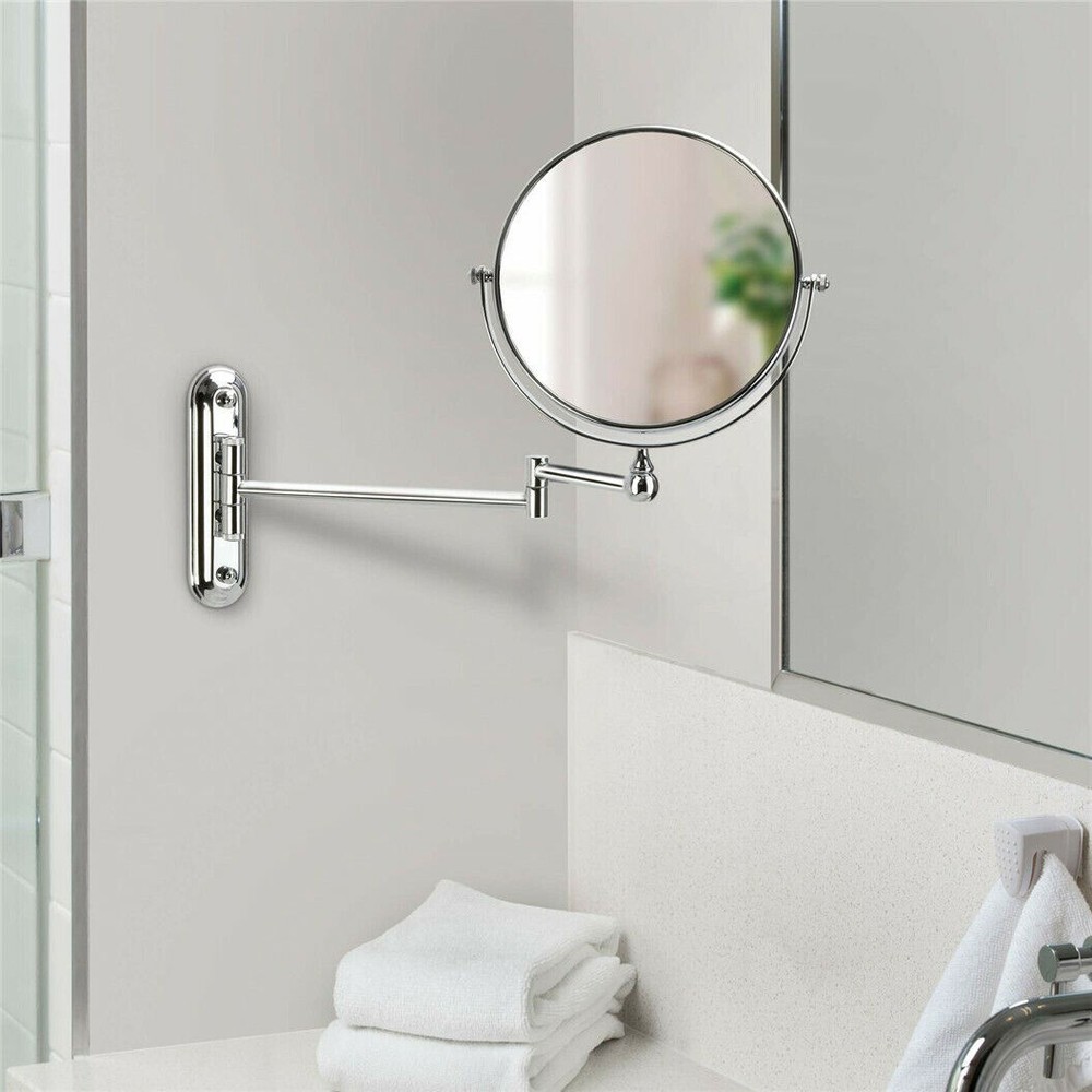 8" Extendable Wall Mounted Makeup Shaving Mirror Closeup Two Sides Home Bathroom
