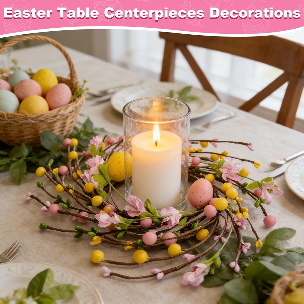 4 Pcs Easter Decorations Small Easter Wreath, 11 Inch Easter Decor Mini Easter..