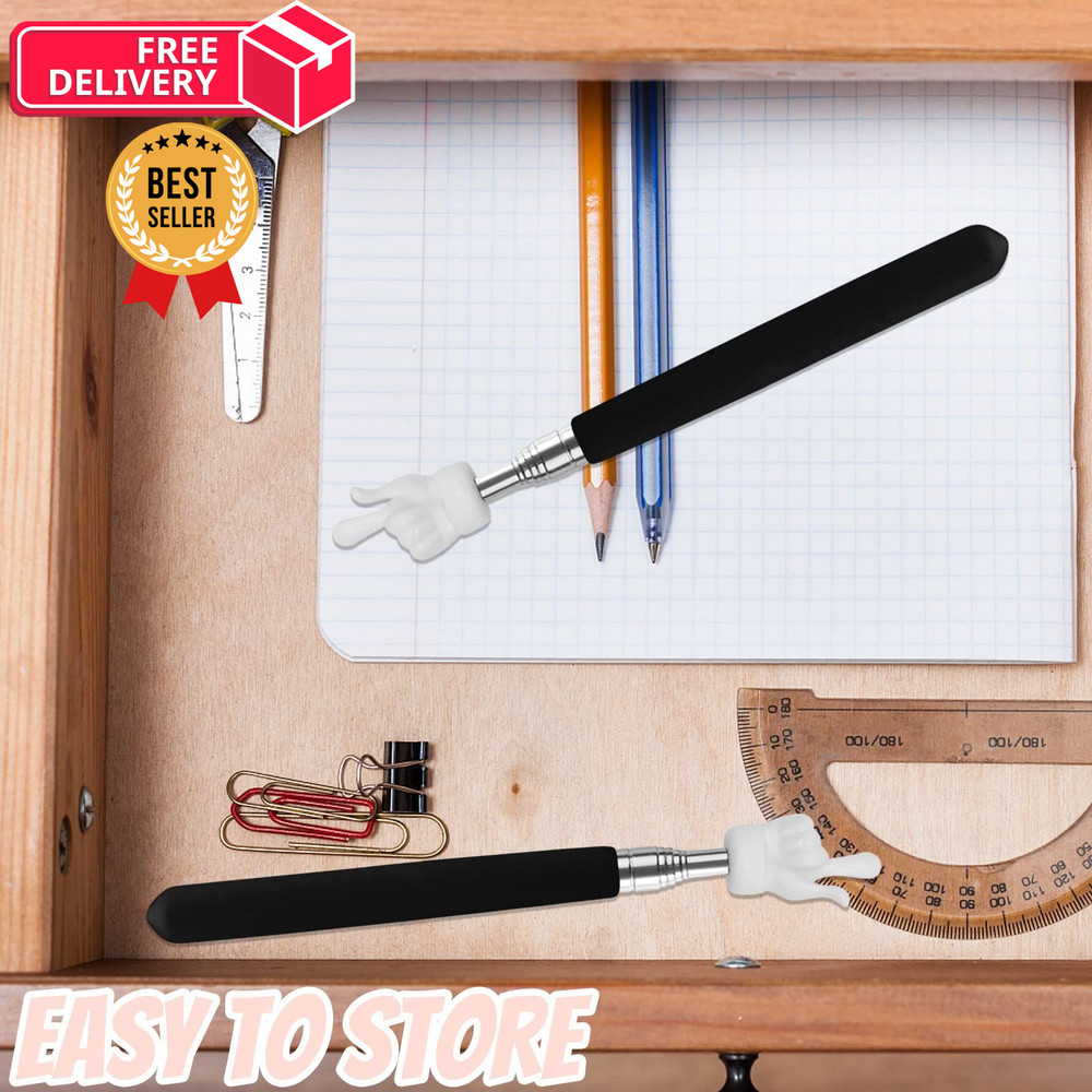 2Pcs Telescopic Teachers Pointer, Extendable Hand Pointer Finger Black