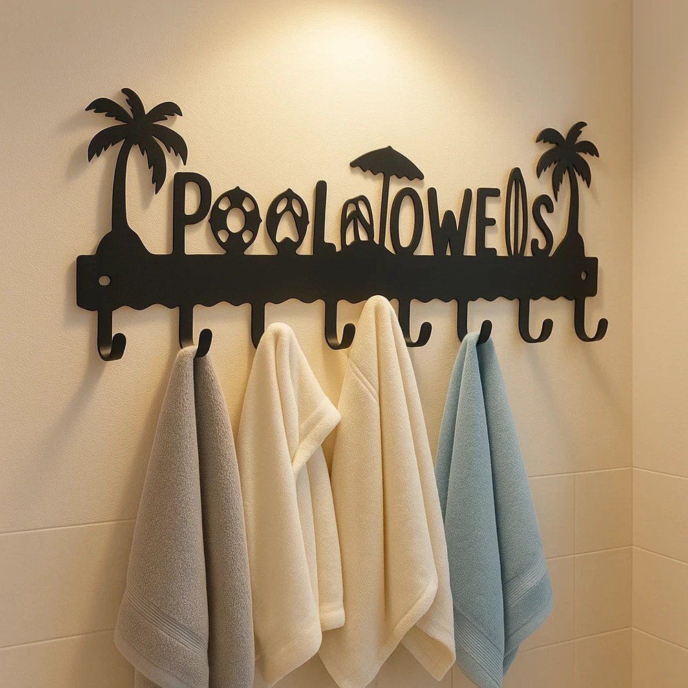 Coconut Tree Metal Wall Art with Hooks Waterproof Rustproof Coastal Decor