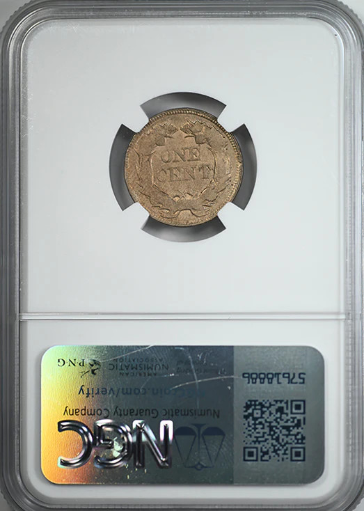 1857 Flying Eagle Cent 1C NGC Mint Error Obverse/Reverse Struck Thru