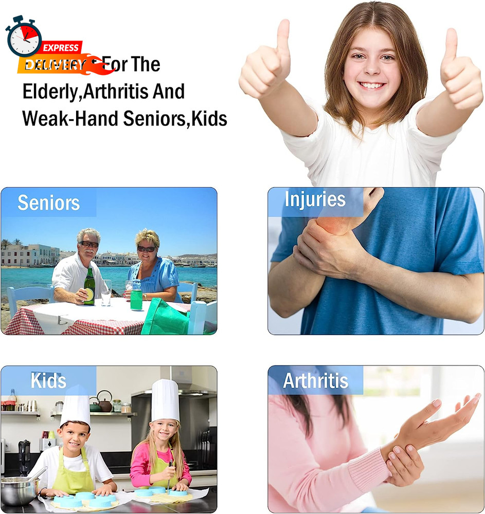 Jar Opener for Weak Hands, Seniors with Arthritis, 5 in 1 Multi Function Bottle