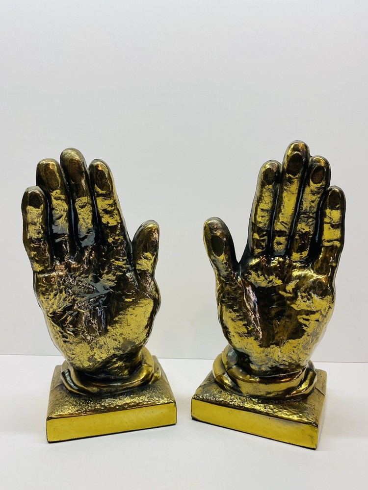 Vintage Cast Metal Brass Bookends 9" Tall