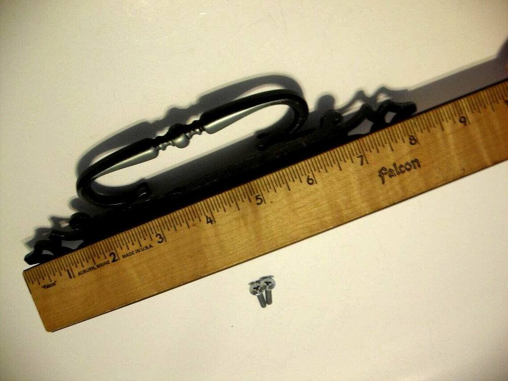 Vintage Silver/Pewter & Black Gothic Drawer Pull Drop Bale Dresser Handle