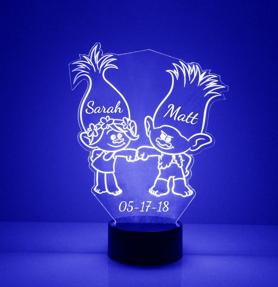 Trolls, Personalized FREE, LED Night Light Lamp + Remote