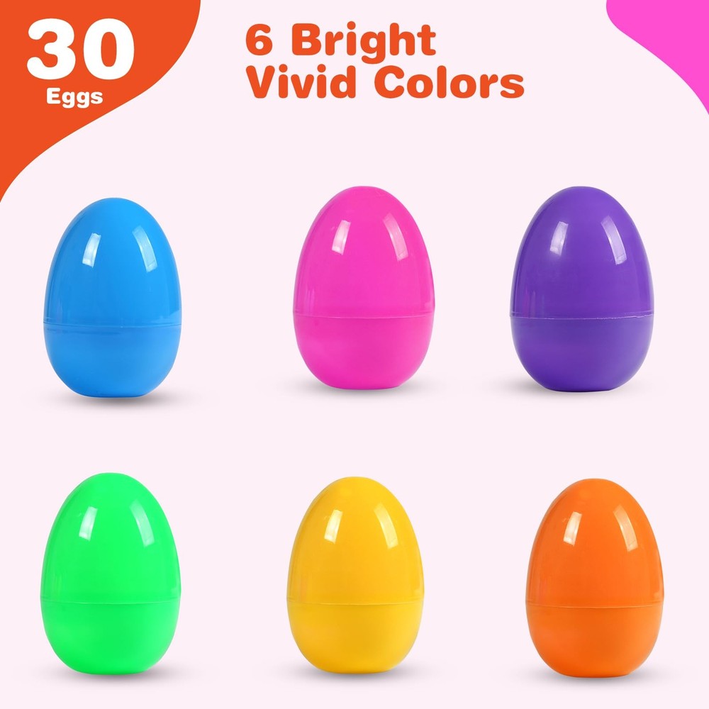 Easter Eggs 30Pcs 2.36 Plastic Fillable Bright Multi Color Biubumtu Empty Bulk
