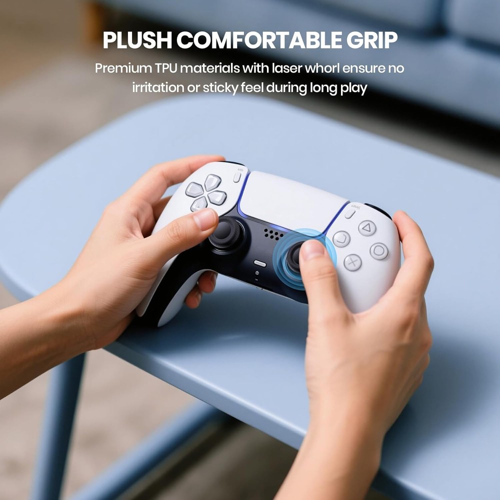 NEWDERY Joystick Replacement Grip Caps for PS4/PS5 Controller, PS5/PS4 Black