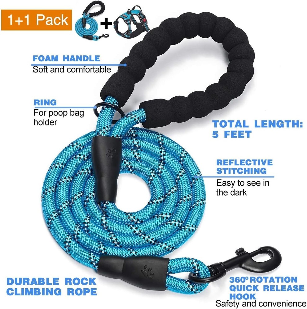 Large Dog Harness Leash Adjustable Comfortable Easy Control Durable Machinewash