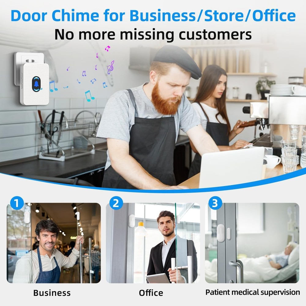 Daytech Wireless Door Chime System - 800ft Long Range, 20 Melodies, 5 Adjusta...