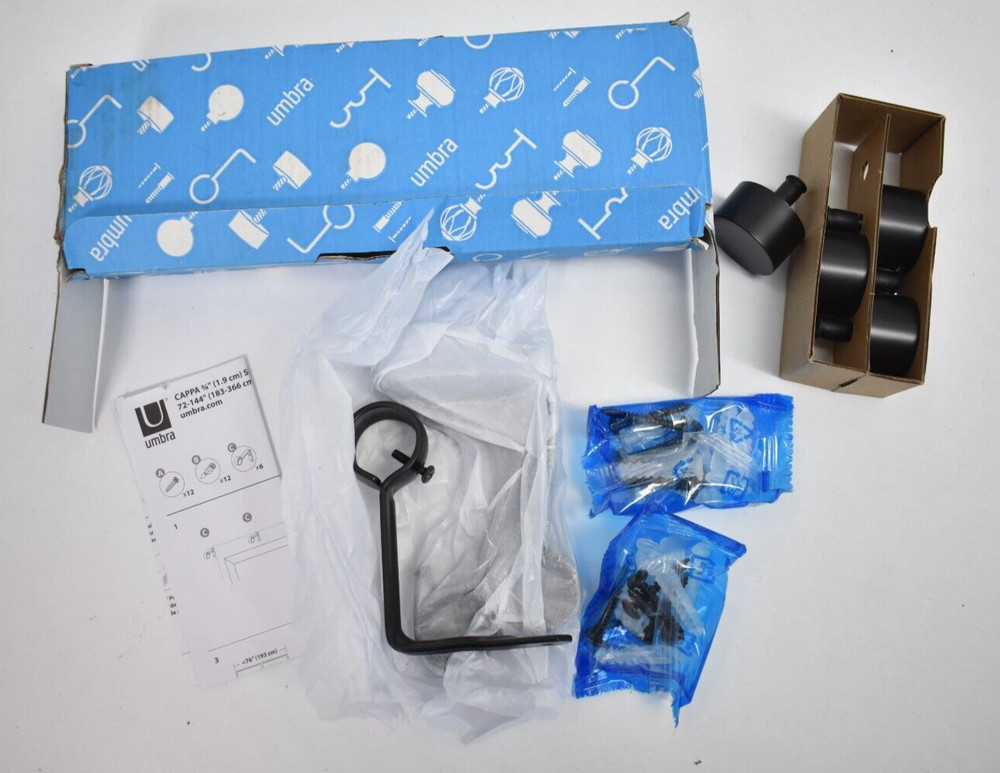 Umbra Wall Ceiling Bracket Hooks 4 Hooks 4 Caps w Hardware Matte Black Finish