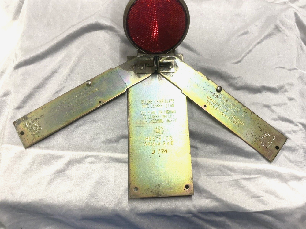 Vintage Delbar Windproof Tripod Reflector Flare Roadside Emergency