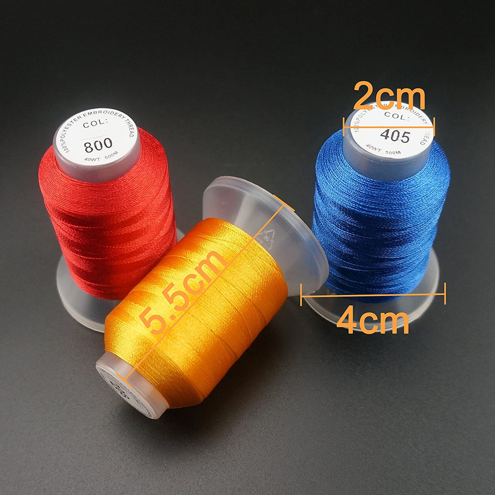 s 40 Colors 100% Polyester Machine Embroidery Thread 550Yd with Thread Nets