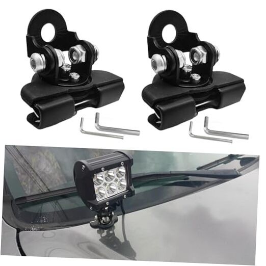 2PCS LED Light Bar Mounting Brackets, Ditch Light Brackets, Adjustable Black